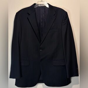 Hickey Freeman 100% Worsted Wool Pinstripe Navy Blue White Stripe Blazer SZ 42R